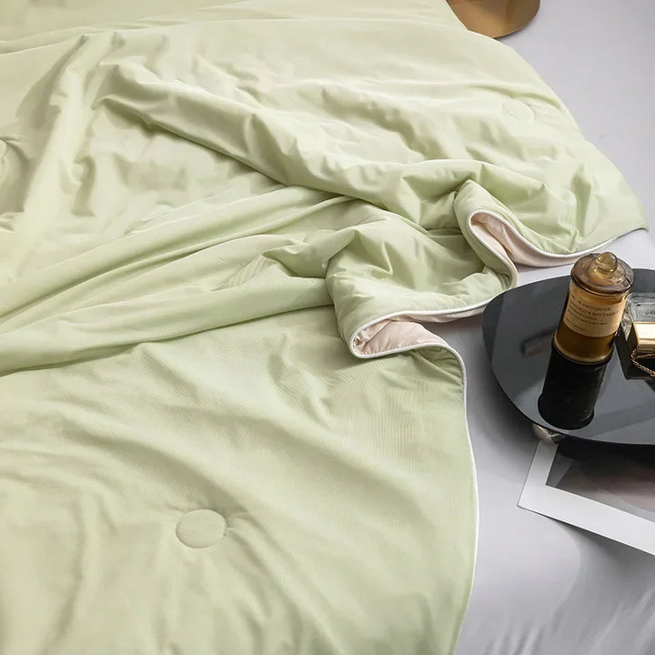 Air Condition Summer Comforter — Pure Color Ice Silk Cooling Blanket, Lightweight & Smooth Twin/King Size Quilt | Bowlift