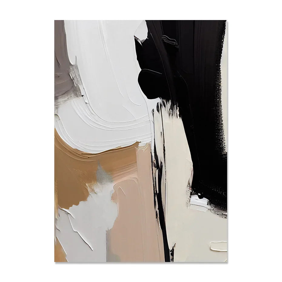 Earthen Contours Abstract Monochrome Fusion Canvas Print Wall Art Pictures For Modern Living Room Bedroom Home Office Decor | Bowlift