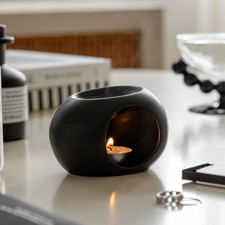 BowLift | Aroma Oven Scentura | Black Ceramic Scent Diffuser | For Essential Oils & Incense Sticks | Spa & Home