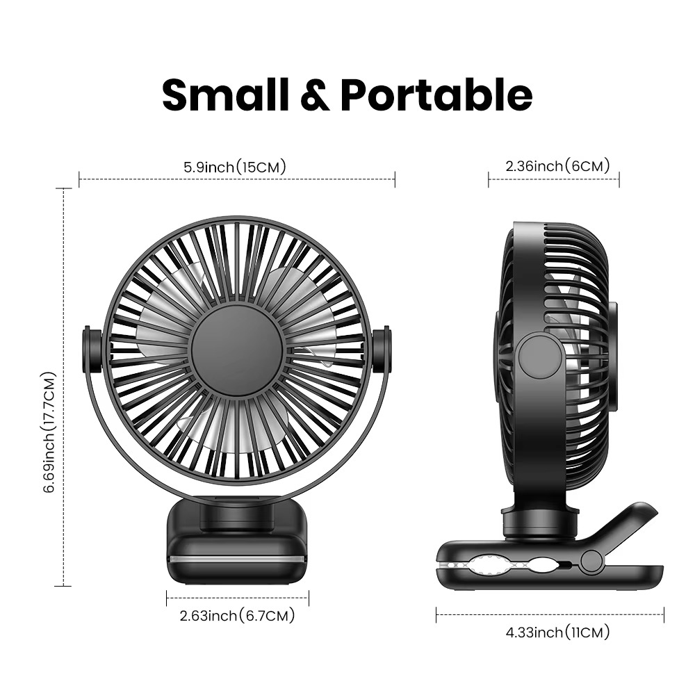 BowLift | USB Clip-On Desk Fan with Quiet Brushless Motor and Strong Clamp – Portable Mini Personal Cooling Fan
