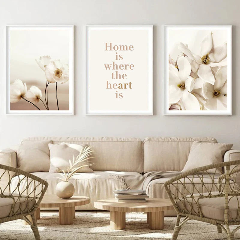 Simple Nature Floral Landscape Gallery Wall Art Fine Art Canvas Prints Minimalist Nordic Pictures For Living Room Scandinavian Home Decor | Bowlift