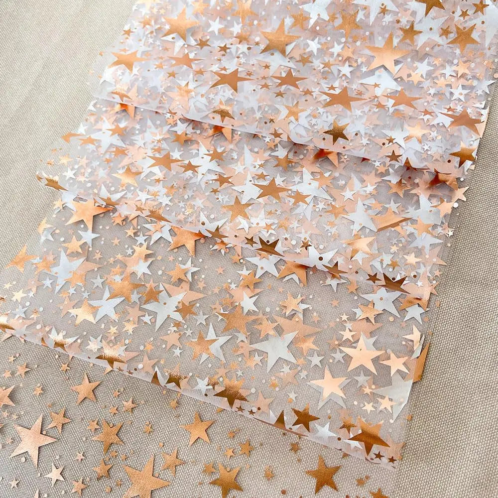 BowLift | Sparkling Table Runner "StellaLuxe" | Gold, Rose Gold or Silver | Metallic Shimmering Mesh Runner with Star Pattern | For Parties & Dinner Decoration
