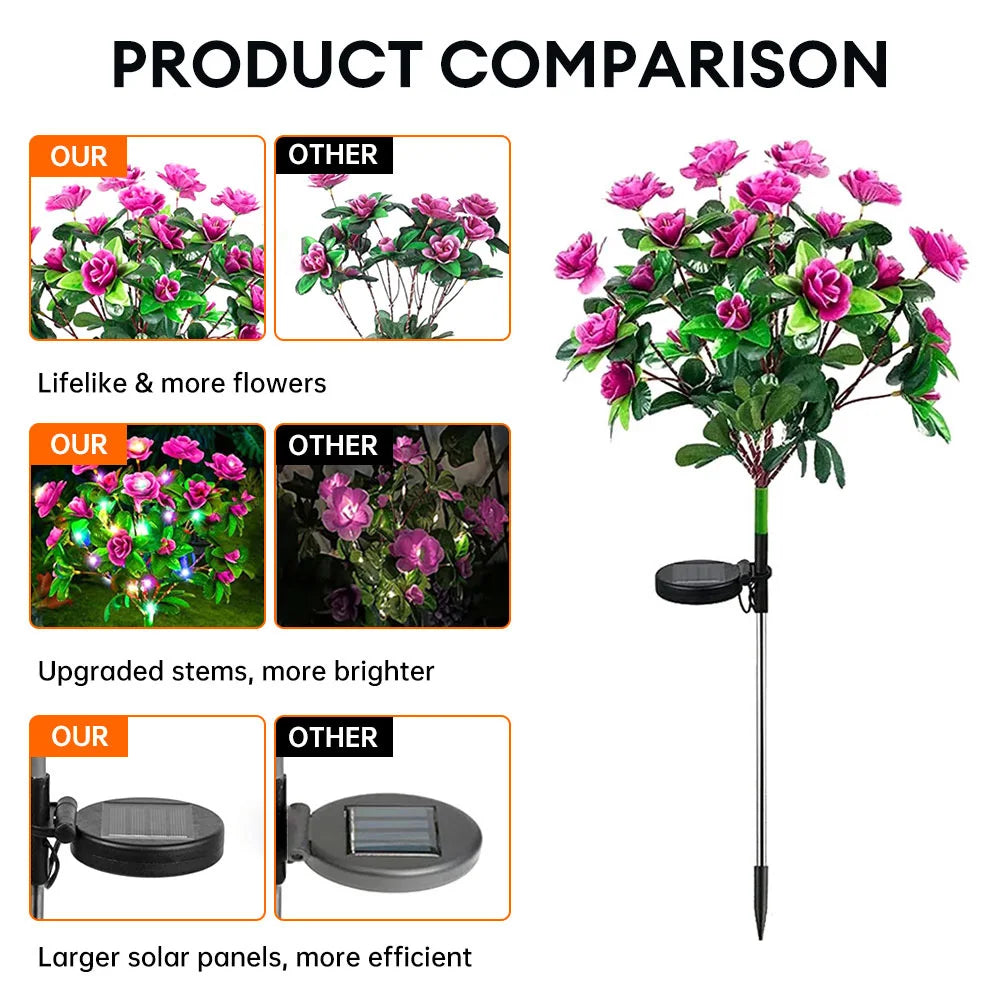 BowLift | FloraGlow Solar Garden Lamp | Azalea Design | LED | Weatherproof & Wireless | 8h Light Time
