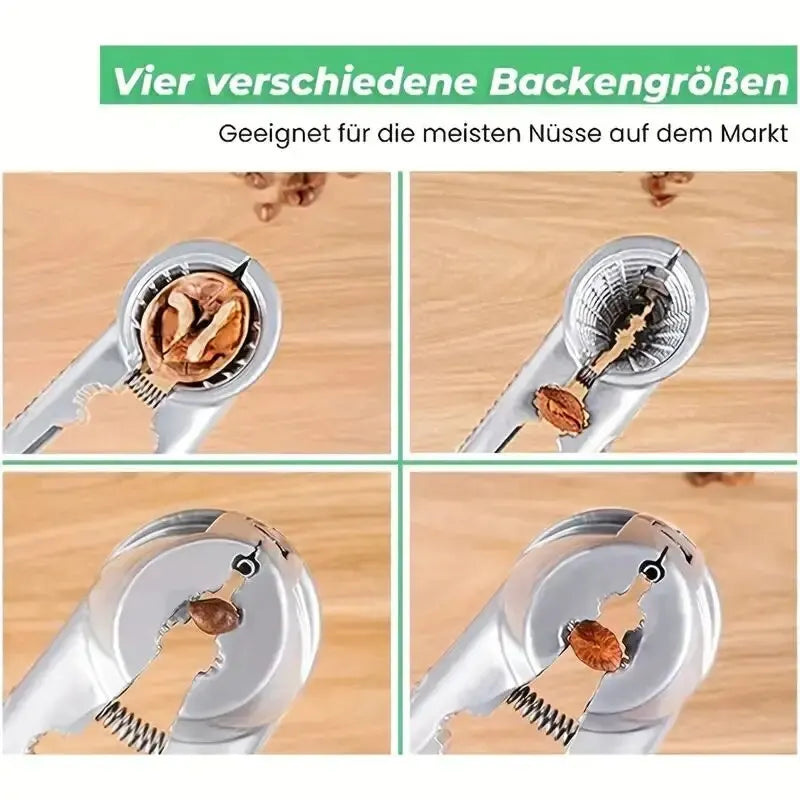 BowLift | Nutoro Nutcracker made of metal | Multifunctional for walnuts, chestnuts, almonds & hazelnuts | Ergonomic handle | Silver