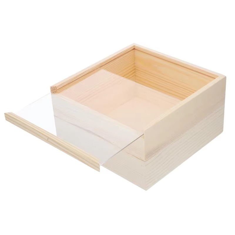 BowLift | Rustic Unfinished Wooden Storage Box with Sliding Lid – Jewelry, Keepsake, and Gift Chest