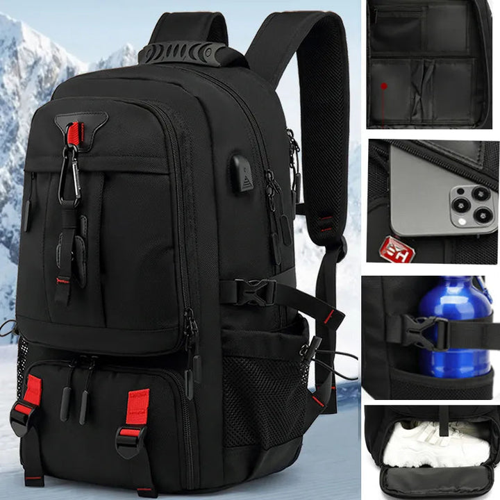 BowLift | TechTrek Pro Explorer Backpack with USB Port – 50L-80L Travel Capacity