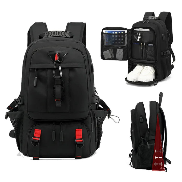 BowLift | TechTrek Pro Explorer Backpack with USB Port – 50L-80L Travel Capacity