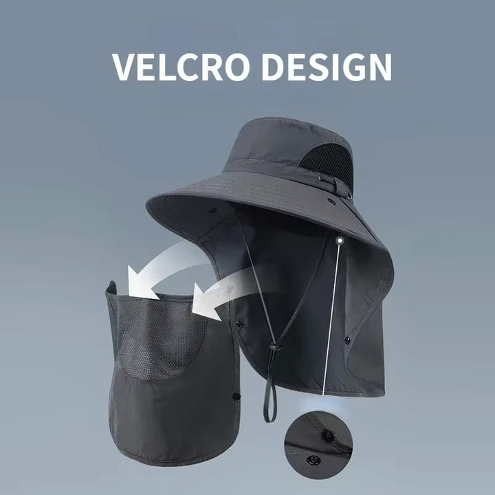 BowLift | UV Protection Outdoor Sun Hat with Wide Brim and Neck Flap for Hiking, Fishing, and Camping