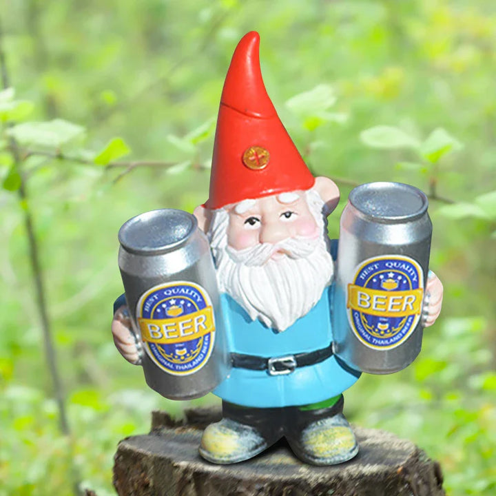 BowLift | Drunken Gnome with Beer Funny Figurine for Garden and Home Decoration