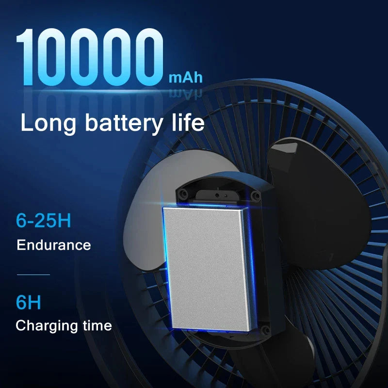BowLift | Portable USB Rechargeable Fan with 10000mAh Battery & Clip – Zephyr
