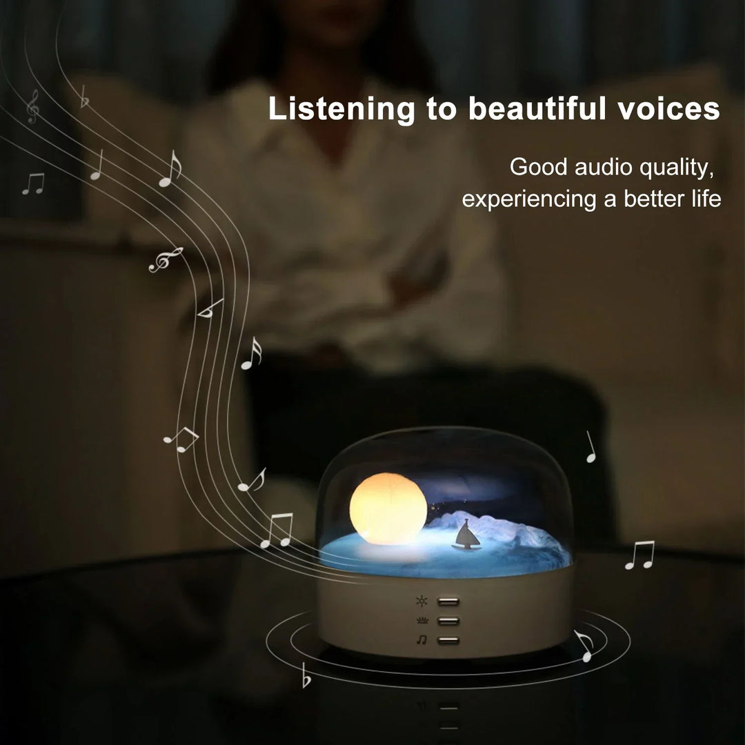 3D Mysterious Moon LED Night Light Speaker | Bowlift