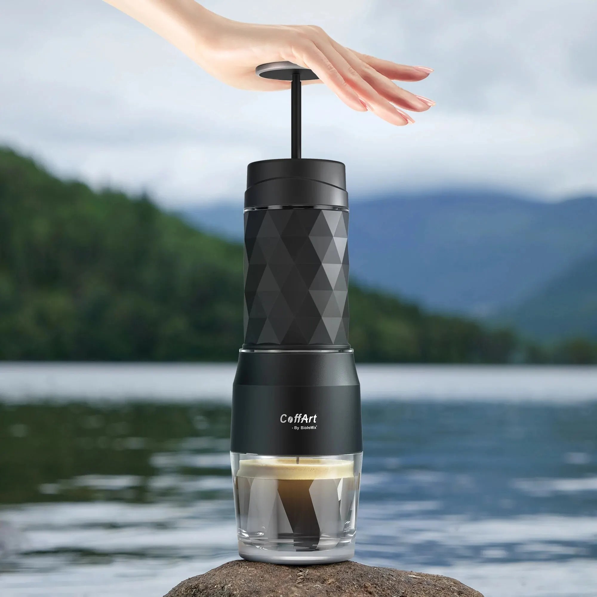 BowLift | Portable Coffee Machine Espresso Machine Hand Press Capsule Ground Coffee Brewer Portable for Travel and Picnic, BioloMix