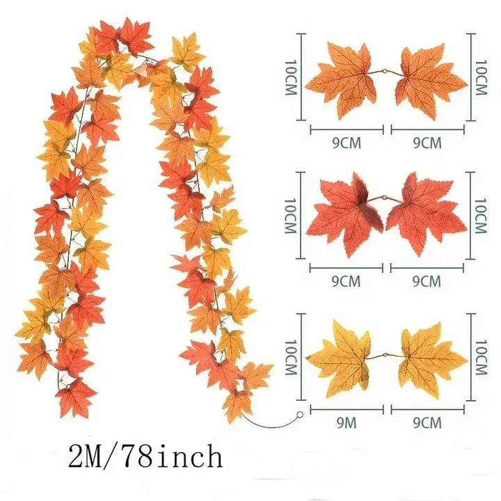 BowLift | Aurelia Autumn Wreath | Artificial Maple Leaf Garland | 200 cm | Decor for Home & Garden