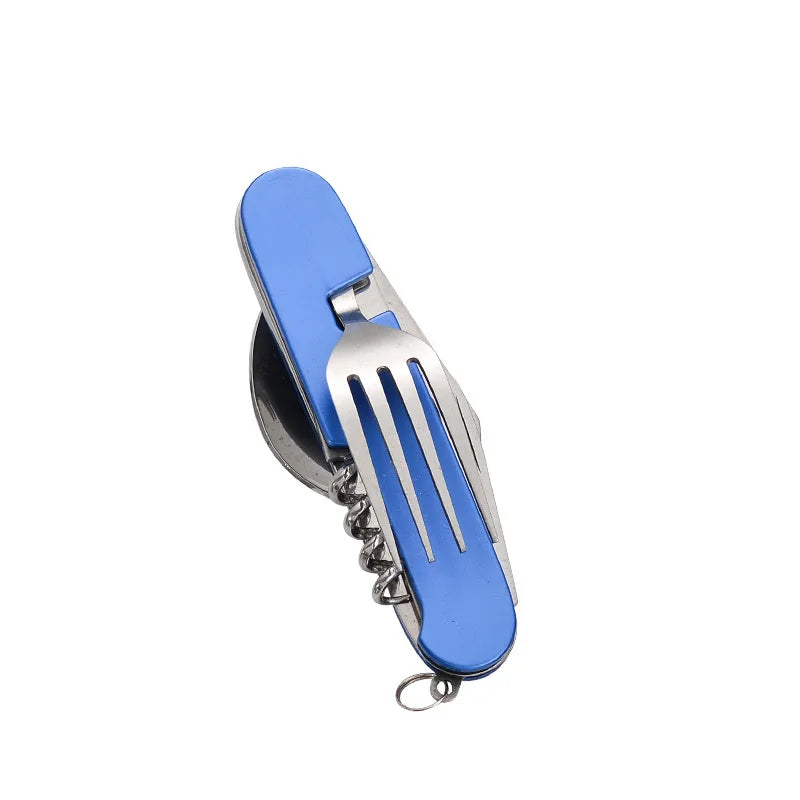 BowLift | 4-in-1 Outdoor Cutlery Set Camplico | Foldable Spoon, Fork, Knife & Bottle Opener | Stainless Steel & Compact | For Camping & Travel