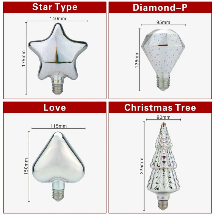 BowLift | 3D LED Bulb | Vintage Firework Effect Lamp with E27 Socket | 6W 85–265V | Decor, Party & Christmas Lighting | Auravia