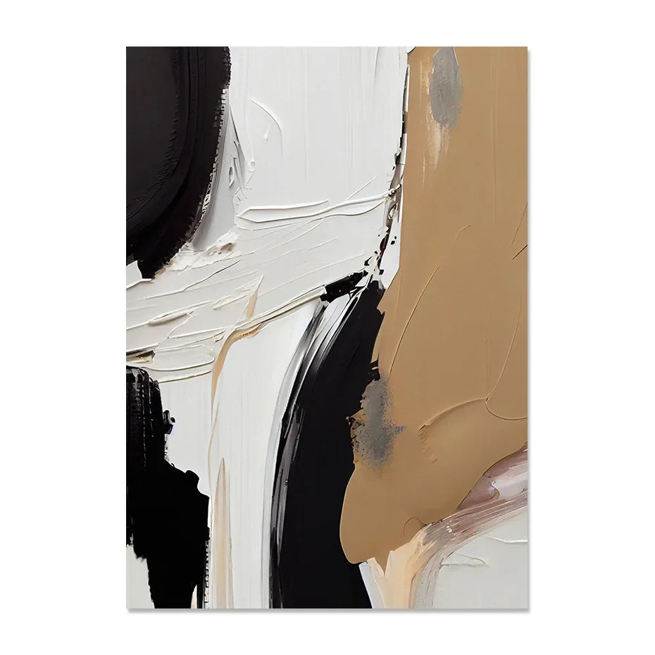 Earthen Contours Abstract Monochrome Fusion Canvas Print Wall Art Pictures For Modern Living Room Bedroom Home Office Decor | Bowlift