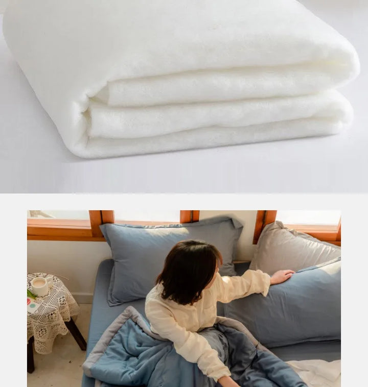 2024 Japanese Cotton-Polyester Summer Quilt – Lightweight, Washable, Skin-Friendly Solid Color Quilt | Bowlift