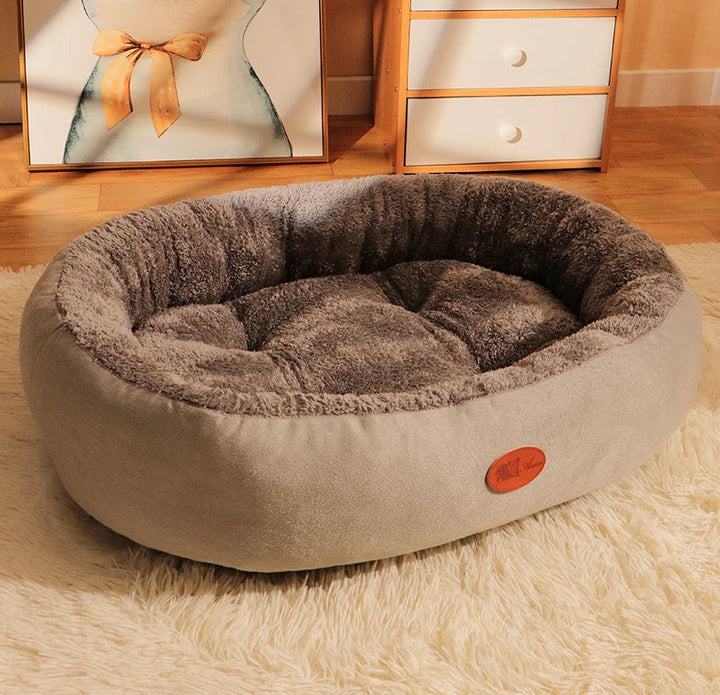 Oval Plush Bed for Dogs & Cats Bowlift