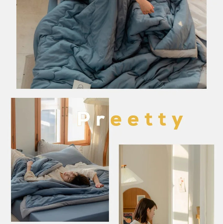2024 Japanese Cotton-Polyester Summer Quilt – Lightweight, Washable, Skin-Friendly Solid Color Quilt | Bowlift