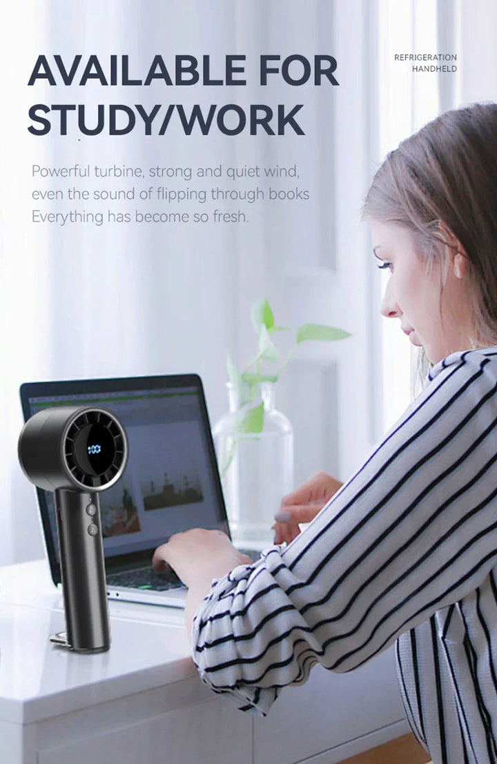 Silent High-Speed USB Handheld Fan – Portable Small Fan with LED Display, High Wind Power, and Cooling Air Conditioner Function | Bowlift