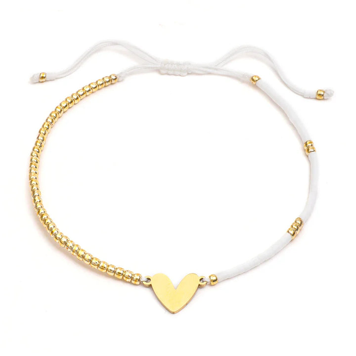 BowLift | Adjustable Dainty Beaded Flat Heart Bracelet