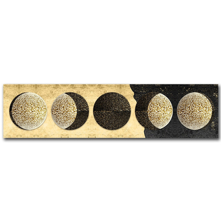 Moon Phases Wide Format Black White Wall Art Canvas Prints Pictures For Bedroom Above The Bed Living Room Decor | Bowlift
