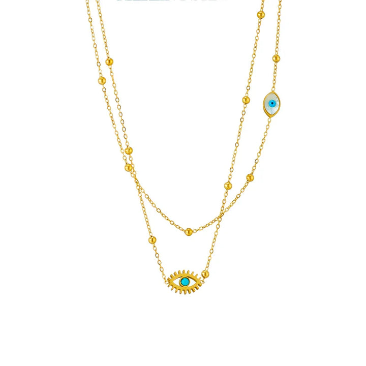 BowLift | Dainty Satellite Chain Evil Eye Necklace Stack