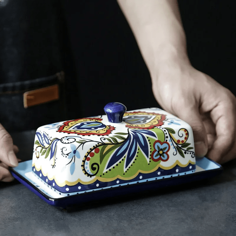 BowLift | Hand-painted butter board with floral pattern