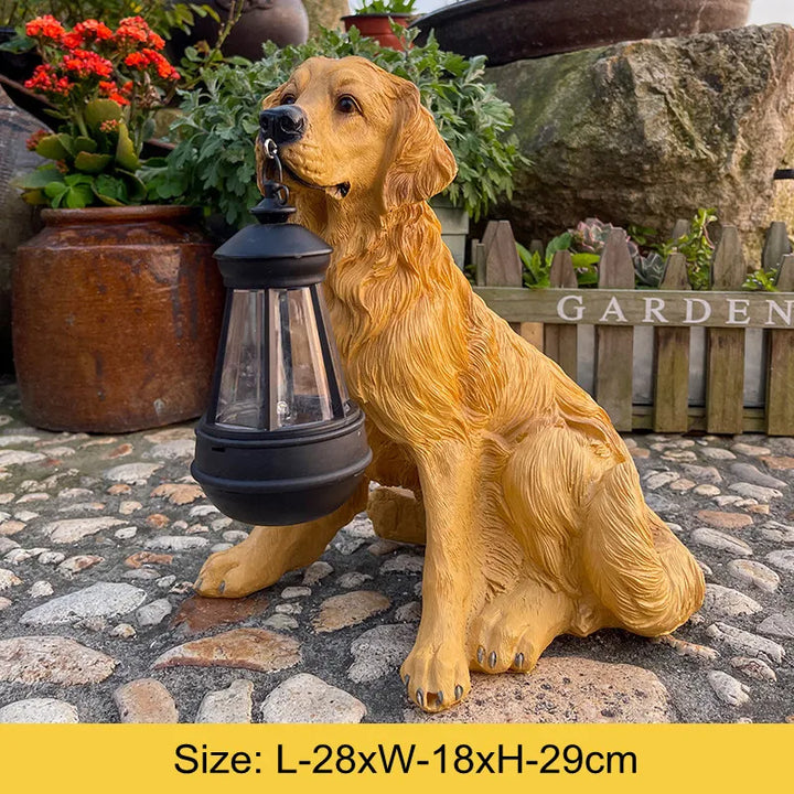 Solar-Powered Outdoor Resin Dog Statue Lamp | Bowlift