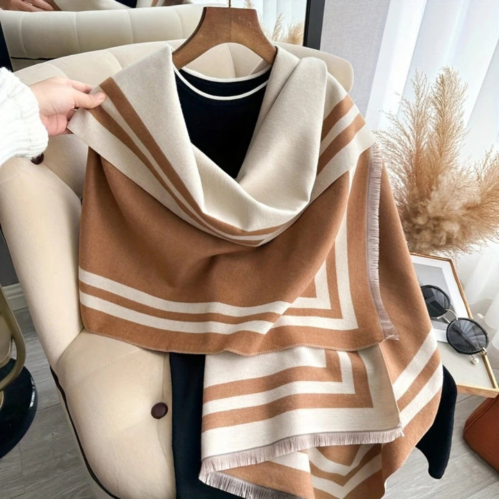 BowLift | Savéra Striped Double-Sided Poncho Scarf