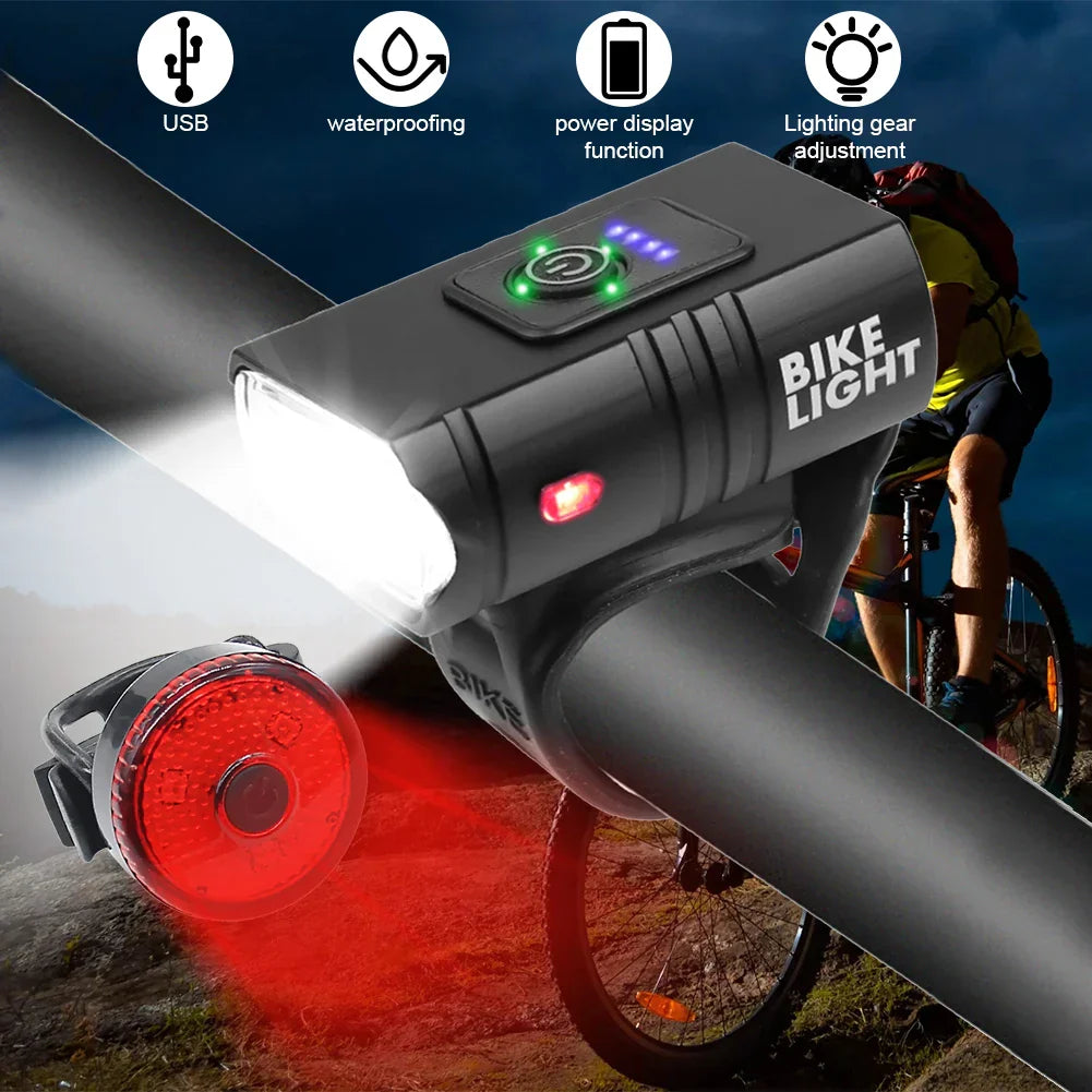 BowLift | USB Rechargeable LED Bike Light Set – Waterproof Bike Headlight and Tail Light with Multiple Modes for Safety and Visibility