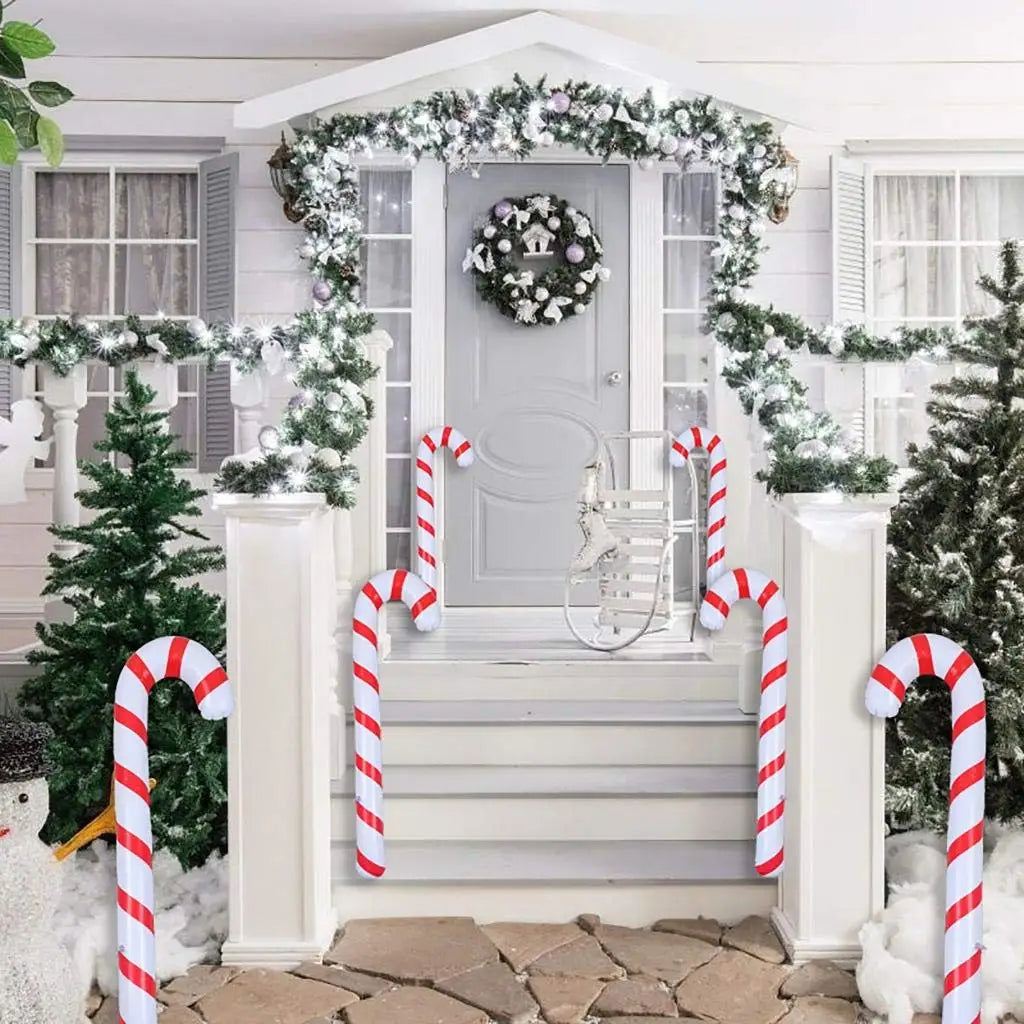 BowLift | CandyFest Inflatable Christmas Candy Canes – Set of 4 PVC Decorations of 87 cm