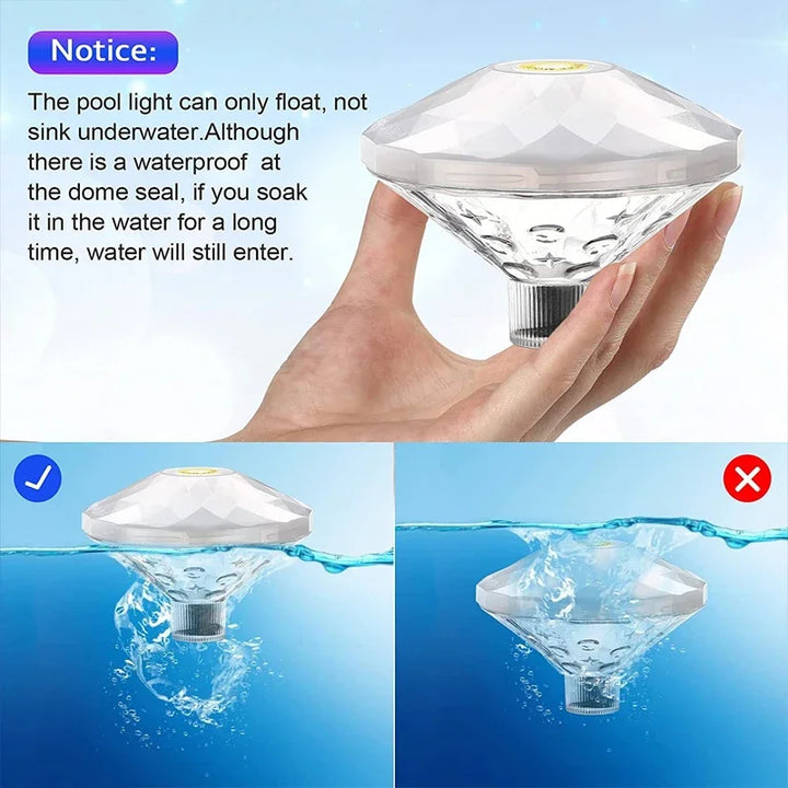 BowLift | Floating LED Underwater Lamp AquaLuma | RGB Color Change | IP67 Waterproof | For Pool, Bathtub & Party