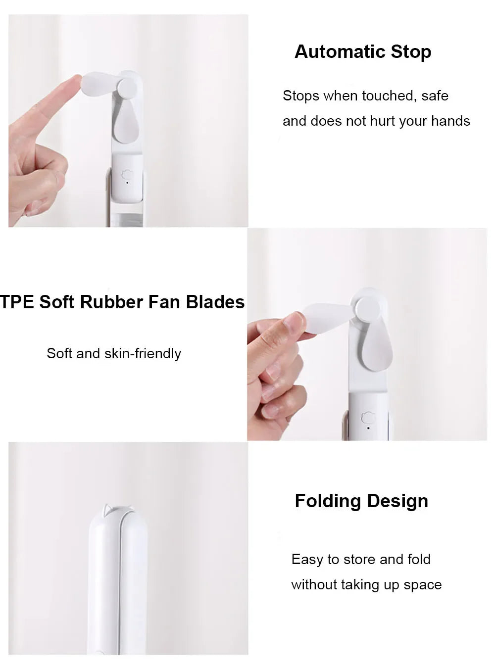 Portable Mini Handheld USB Fan – Rechargeable Folding Pocket Fan with Battery, Cooling Hand Fan and Power Bank Function | Bowlift