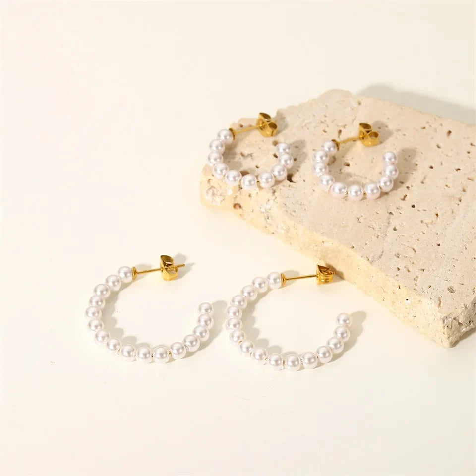 BowLift | Elegant C Hoop Pearl Earrings