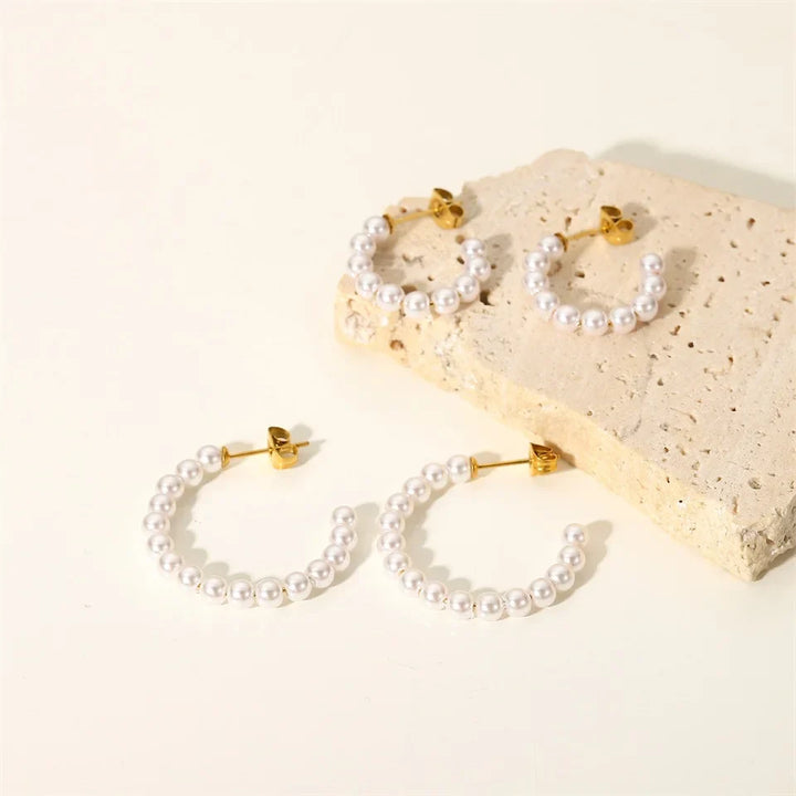 BowLift | Elegant C Hoop Pearl Earrings