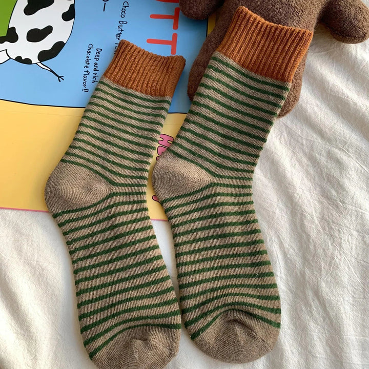 BowLift | WollHerz Women's Wool Socks | Autumn & Winter | Thick & Warm | Ribbed Design | Solid & Stripes