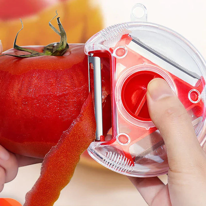 BowLift | Peelvanta 3-in-1 Peeler | Stainless Steel Blades | Julienne & Serrated | Dishwasher Safe