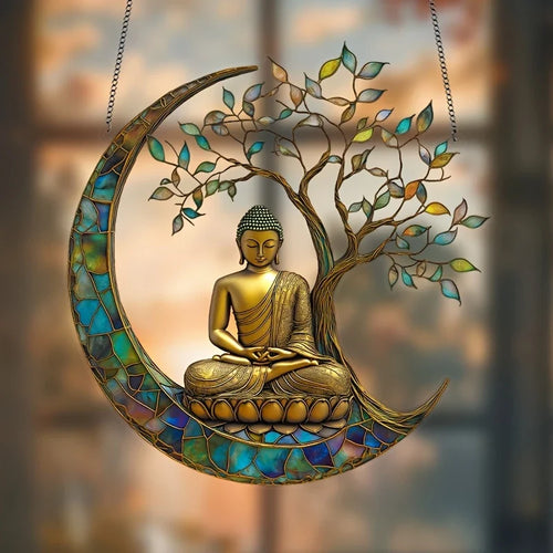 BowLift | Acrylic Sun Catcher ZenLight | 2D Buddha Decor | Window & Home Accessory | Spiritual Room Design