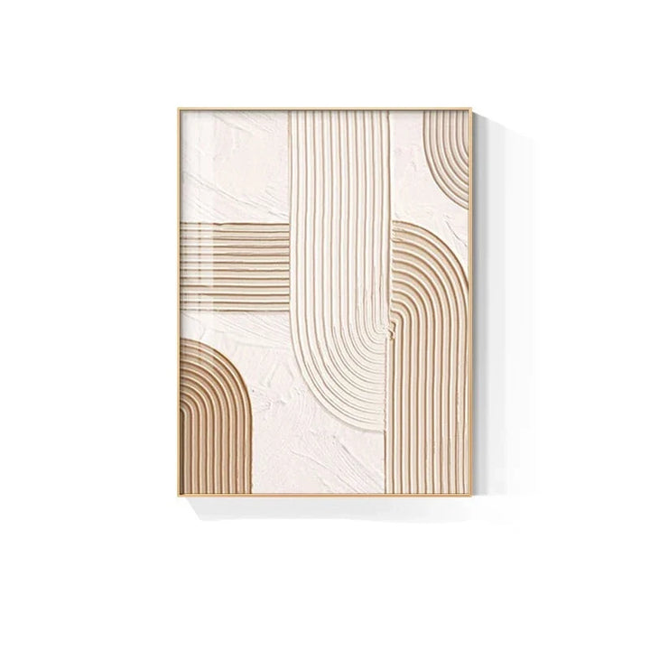 Modern Abstract Beige Geometric Lines Wall Art Fine Art Canvas Prints Pictures For Living Room Dining Room Home Office Decor | Bowlift