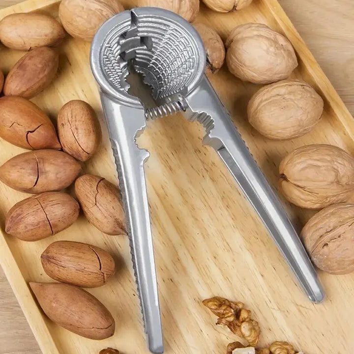 BowLift | Nutoro Nutcracker made of metal | Multifunctional for walnuts, chestnuts, almonds & hazelnuts | Ergonomic handle | Silver