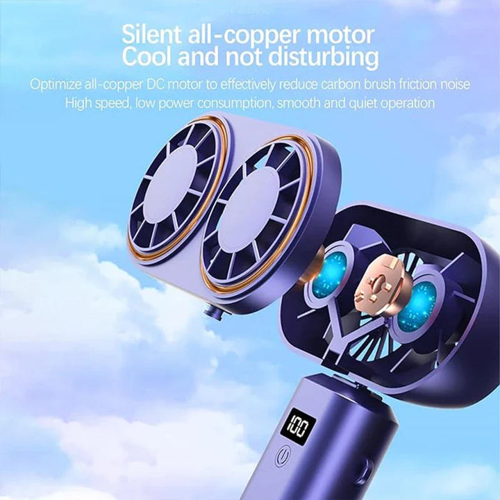 BowLift | AerisCool Handheld Fan Double-Cooler | 5-Stage Cooling | Rechargeable & Digital Display