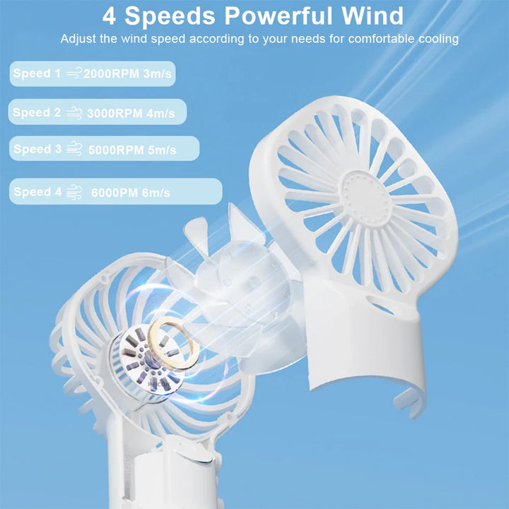 BowLift | Brisella Air Mini Hand Fan with Air Humidifier | 4-Stage Spray Function | USB Rechargeable | Portable & Quiet