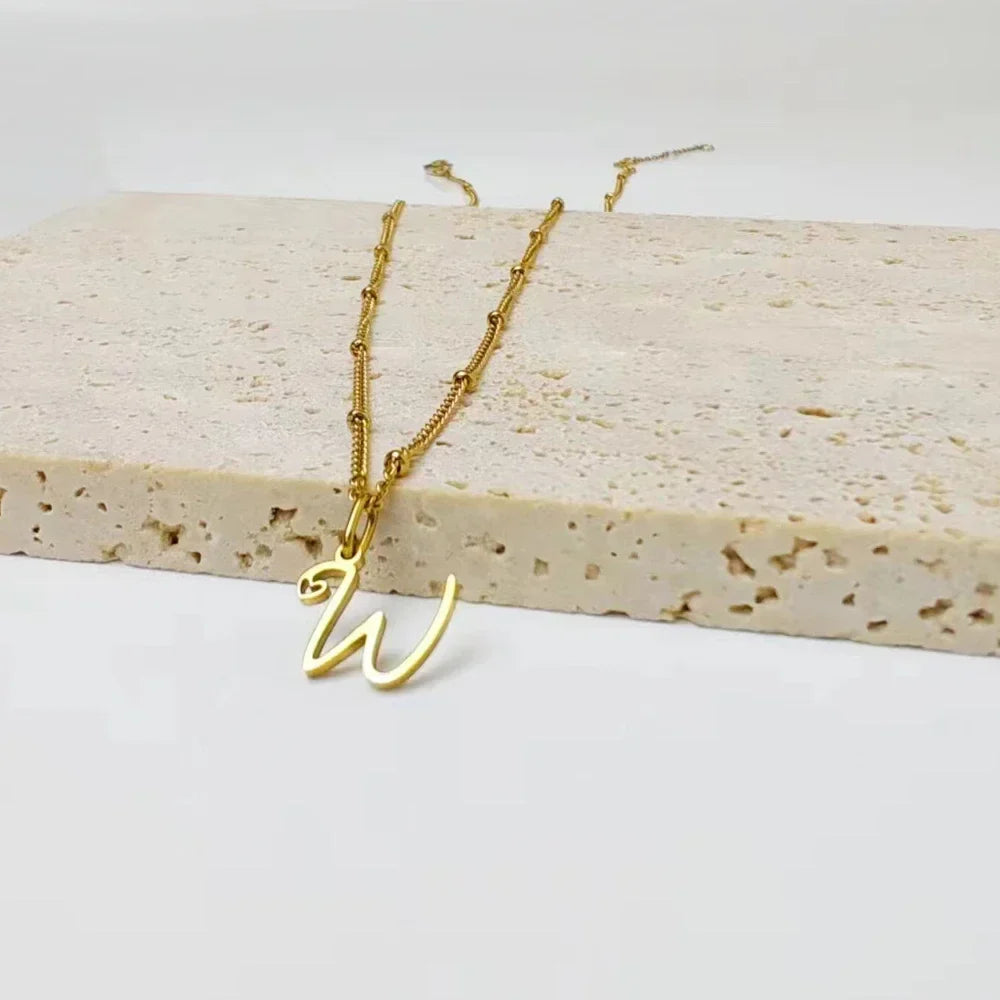 BowLift | Dainty Satellite Chain Heart Letter Initial Necklace