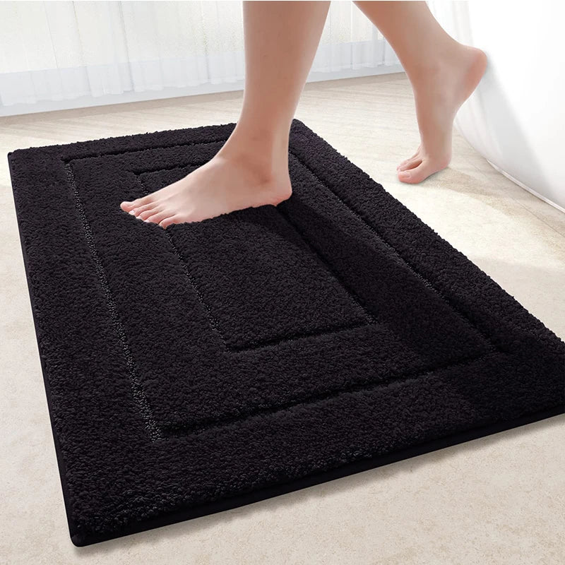 Bathroom Mat Microfiber Non-Slip – Double Layer Bath Mat | Highly Absorbent & Soft | Comfort Doormat | Bowlift