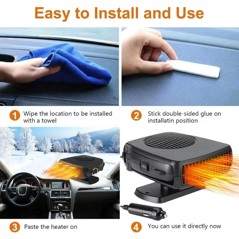 BowLift | Portable Car Heater and Defroster, 2-in-1 Heating and Cooling Fan for Windshield and Cab