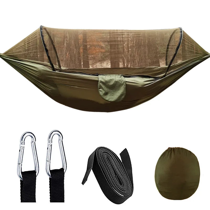 OutdoorRelax Hammock with Mosquito Net and Quick Release – 200 kg Load Capacity | Bowlift