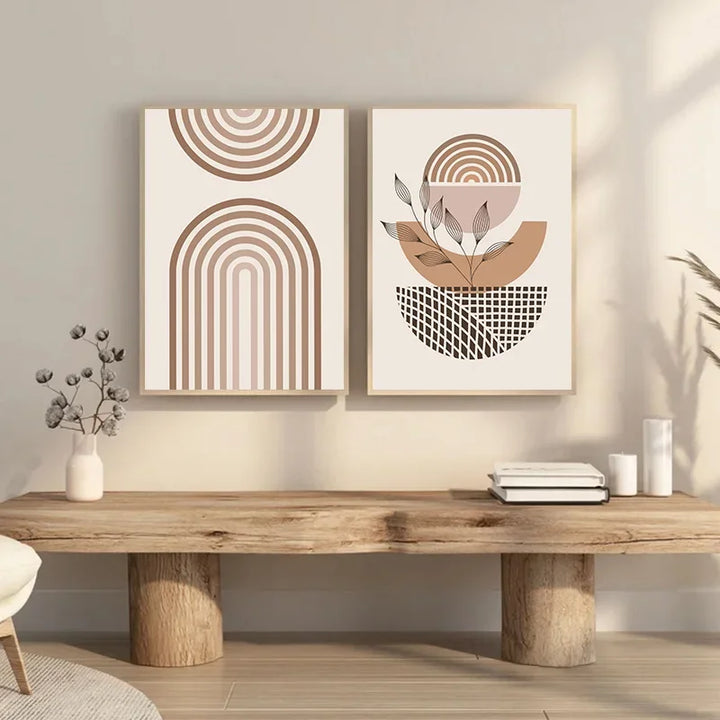 Minimalist Terracotta Sun Abstract Wall Art Fine Art Canvas Prints Modern Pictures For Living Room Bedroom Gallery Wall Art Decor | Bowlift