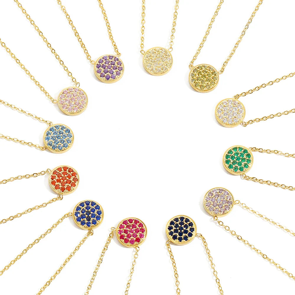 BowLift | Dainty Diamond Speckled Birthstone Circle Necklace