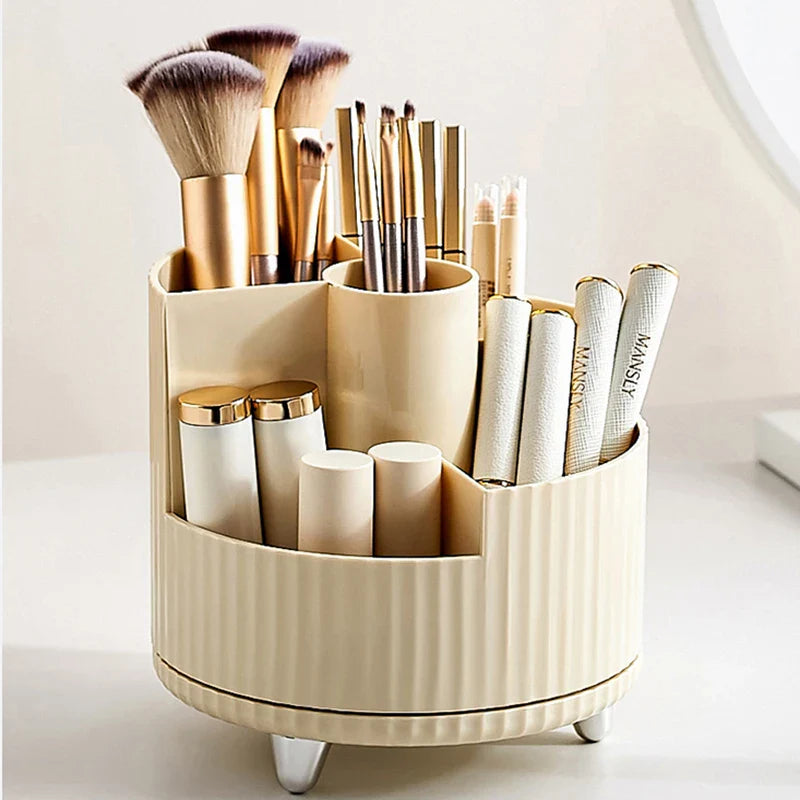 BowLift | Clearlyn SpinBox Rotatable Make-up Organizer made of Plastic | Cosmetic Box with Compartments | 360° Rotating & Space-Saving | Acrylic Look
